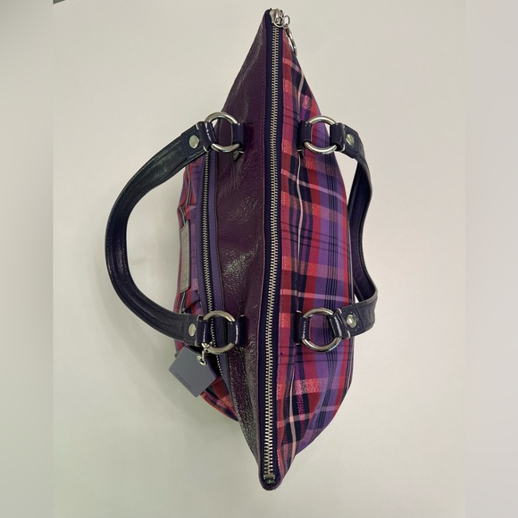 Coach Y2K Poppy Collection Tartan Canvas Purple Plaid Graffiti Tote/Shoulder Bag - Picture 13 of 16